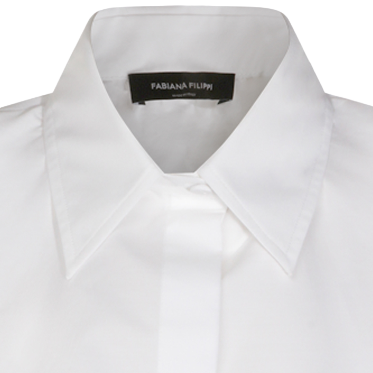 Structured White Shirt with Concealed Button Placket