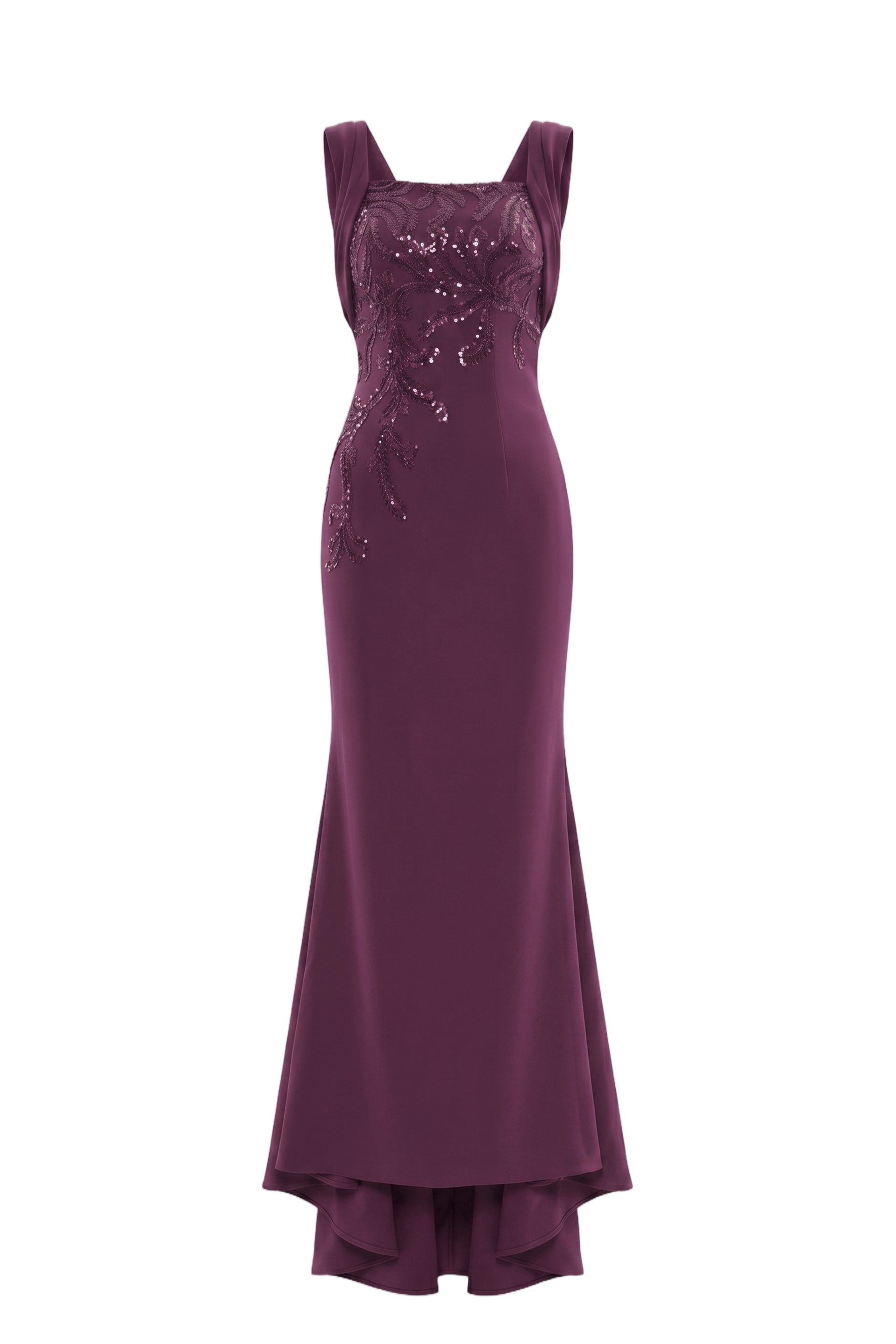 Embellished Long Crepe Dress