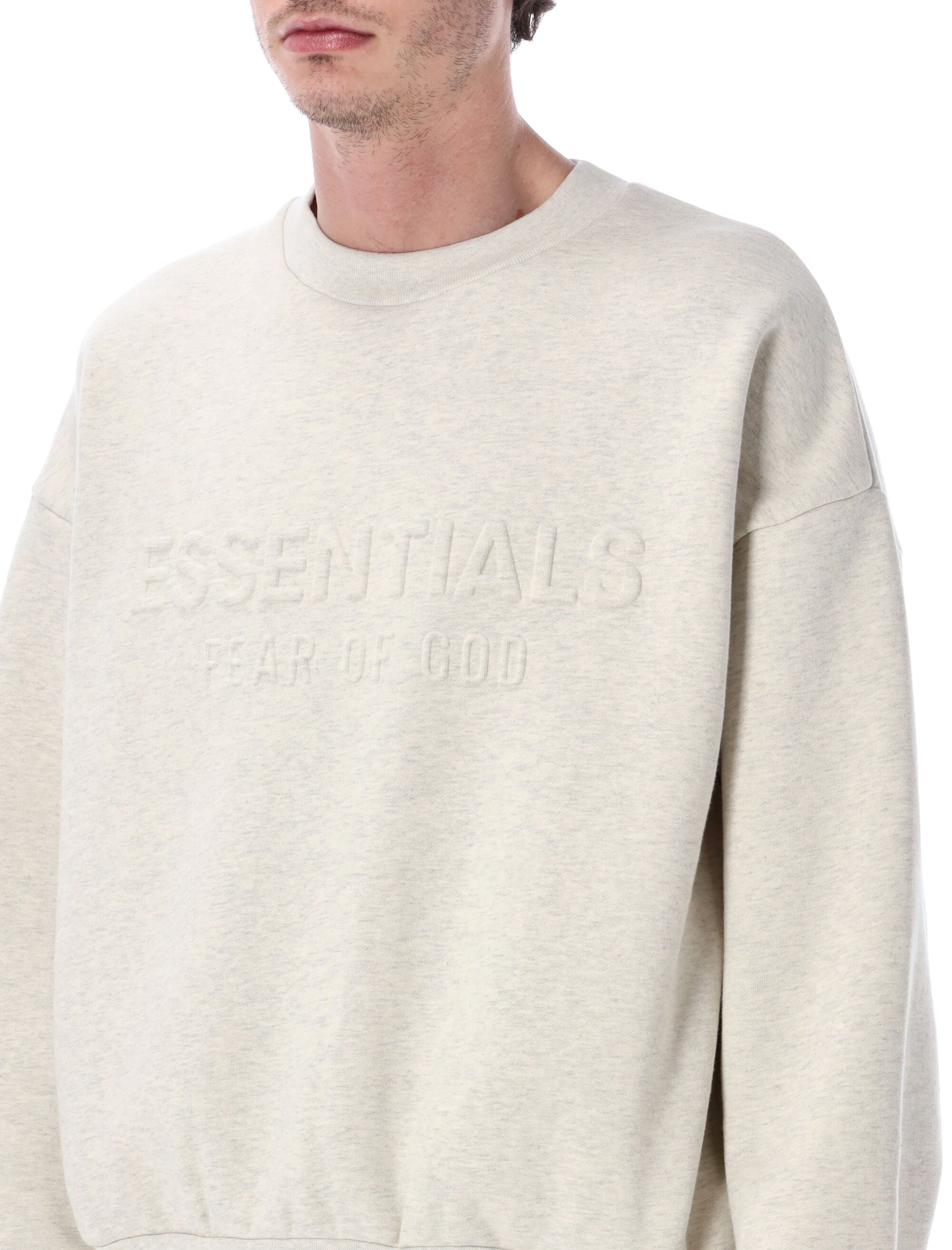 Essentials Embossed Crewneck Oatmeal Heather Sweatshirt