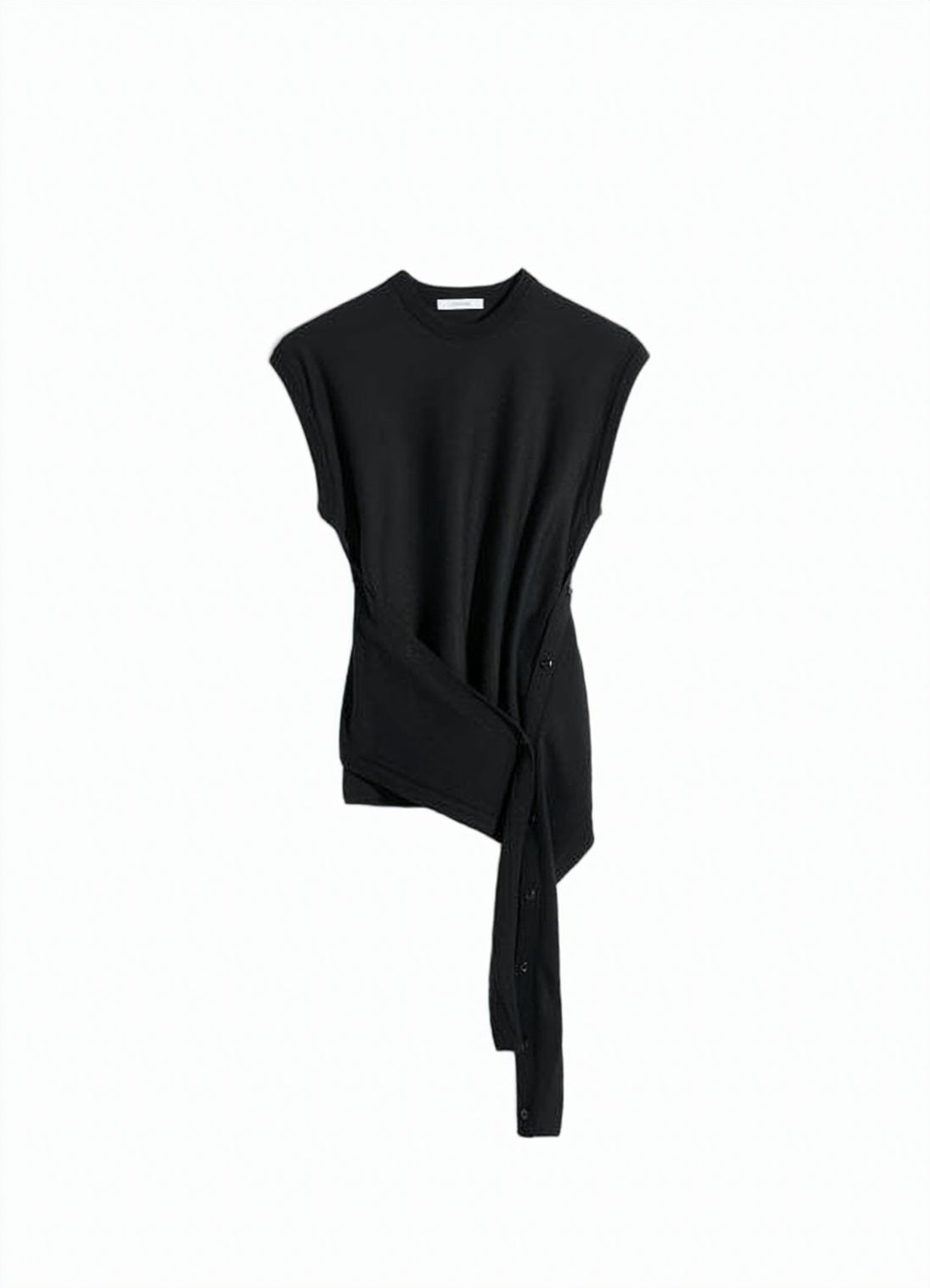 Sleeveless Top with Asymmetrical Buttoned Panel