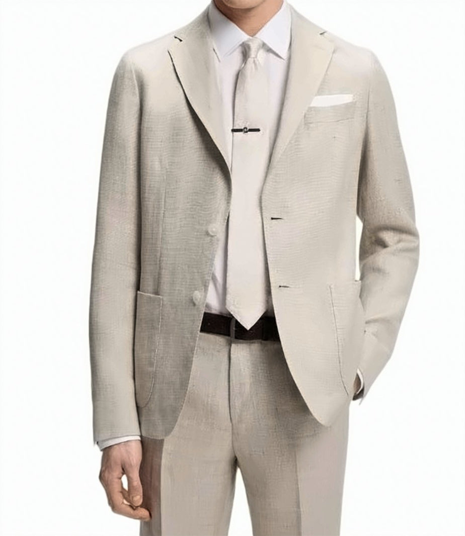 Beige 2 Button Chest Pocket Jacket