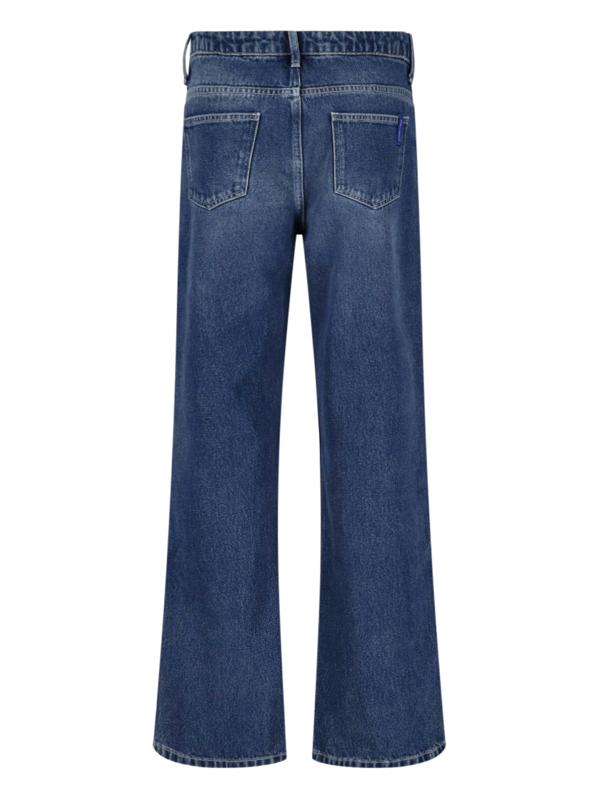 Wide-Leg Denim Jeans with Subtle Fading and Metallic Accents