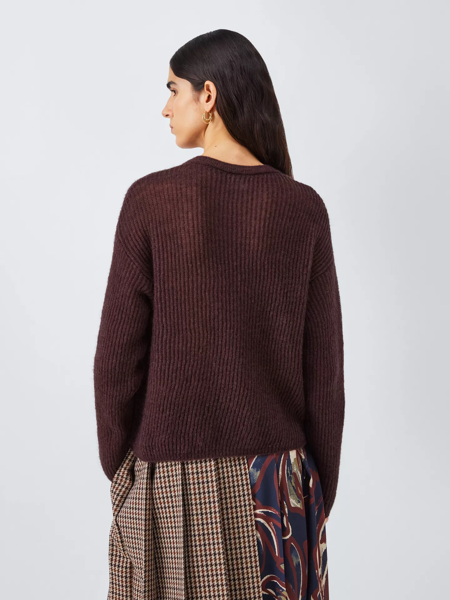 Medium Length Burgundy Cardigan
