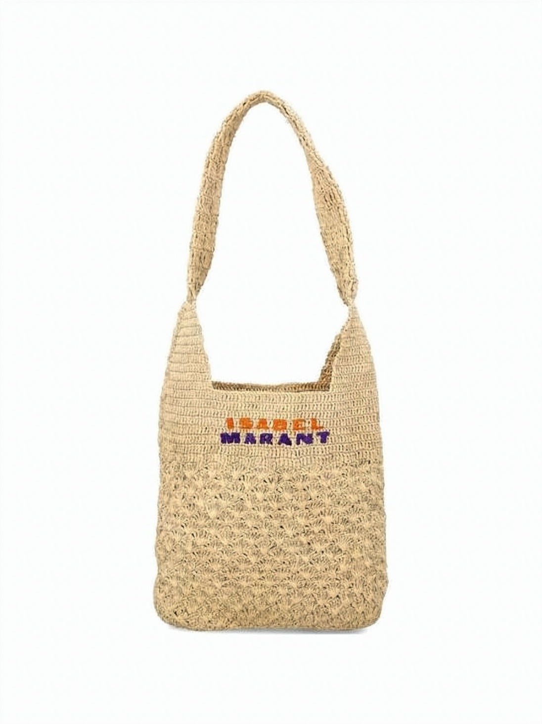 Woven Raffia Shoulder Bag with Embroidered Detailing