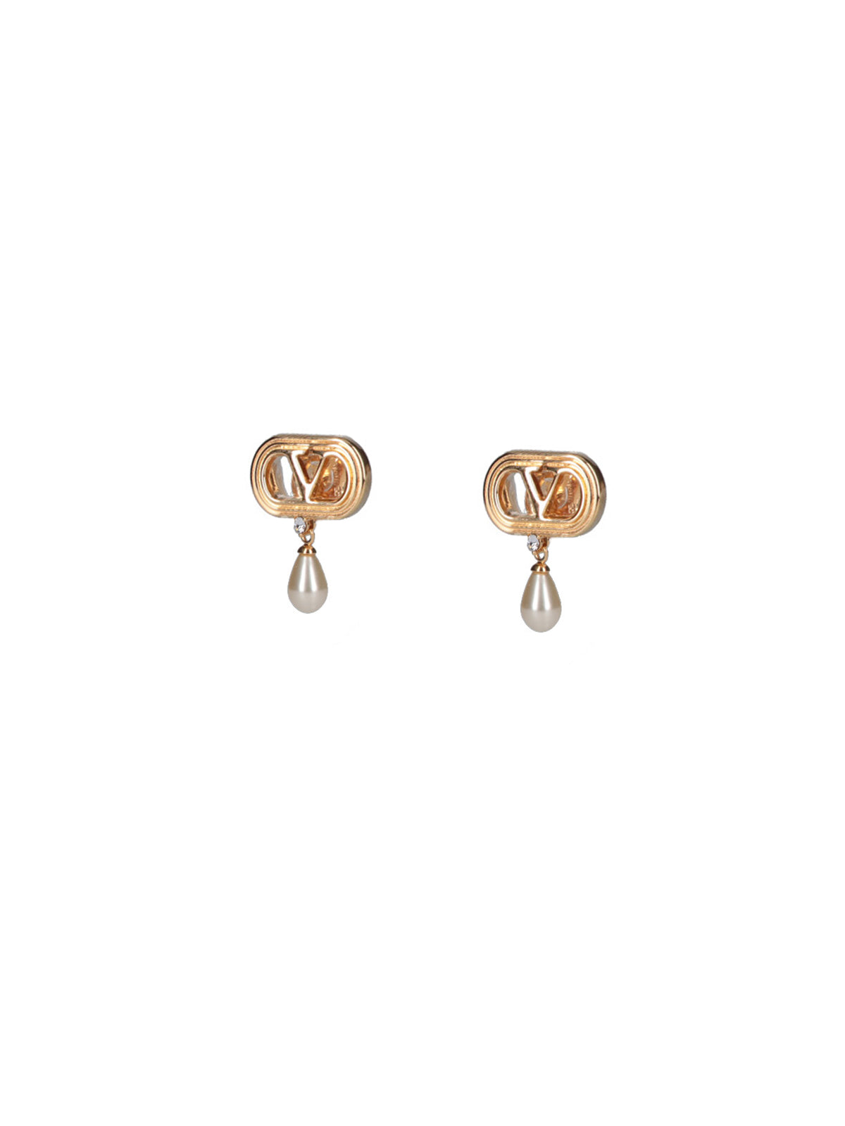 “VLogo Signature” Pearl Earrings – Gold