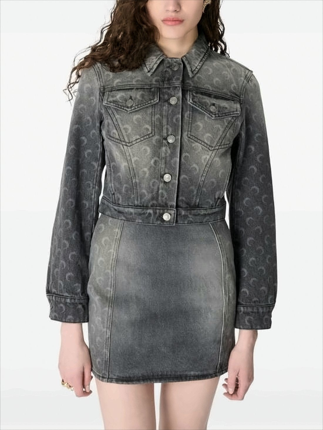 Faded Black Cropped Denim Jacket