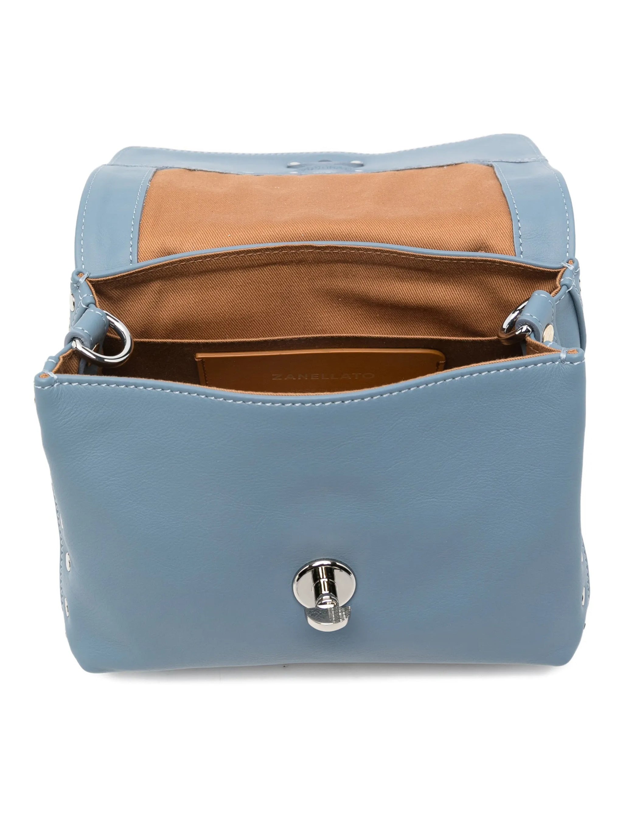 Muted Blue Postina Saeta Leather Handbag