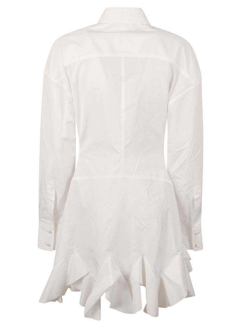 Button-Up Dress With Ruffled Hem