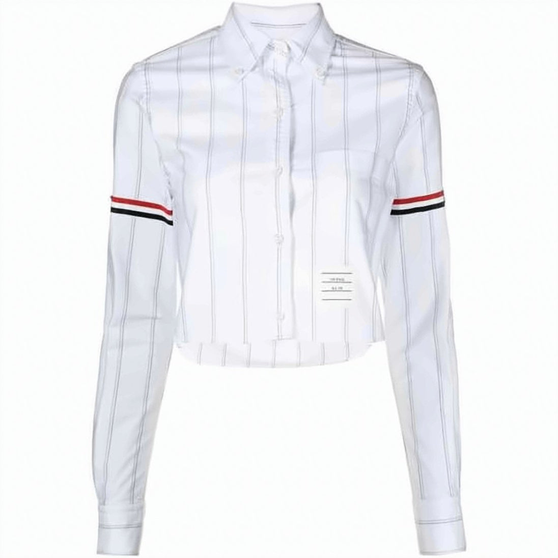 Cropped Cotton Shirt with Classic Collar