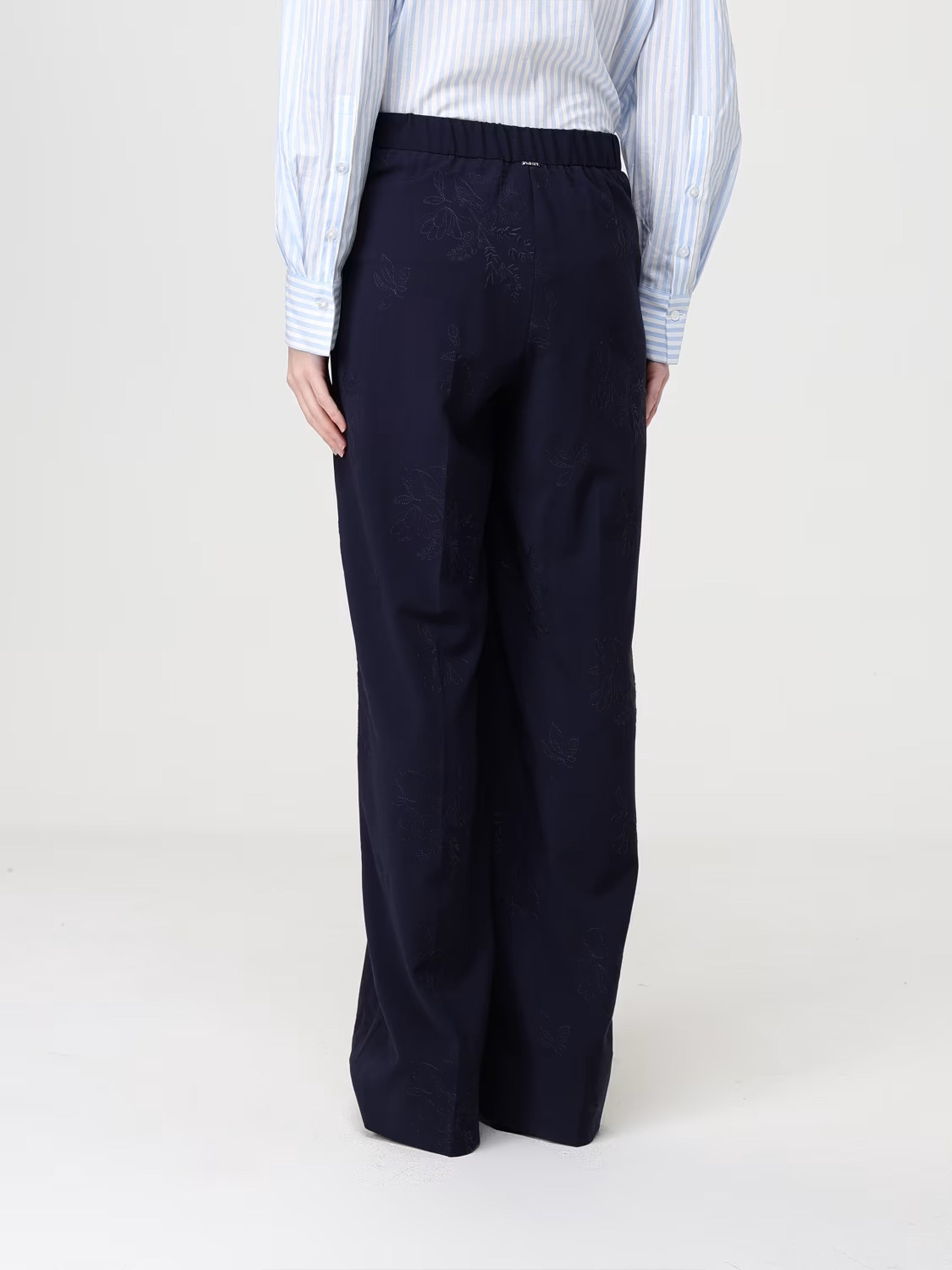 Blue Pantalone Wide-Leg Relaxed Pants