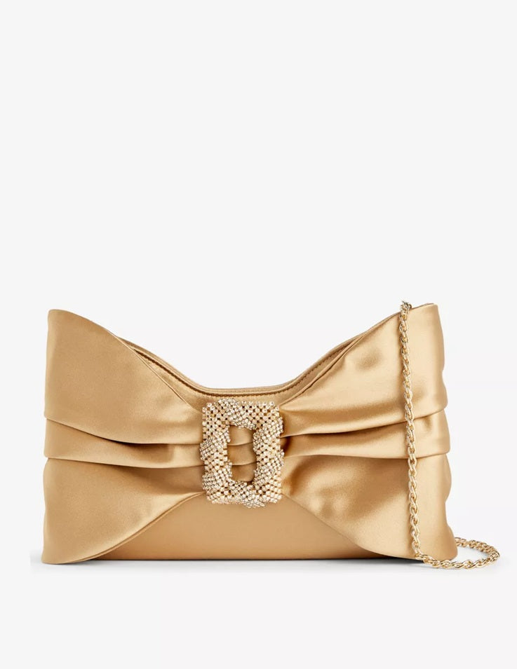 Cecilia Gold Satin Clutch