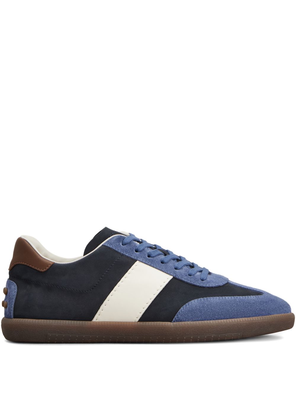 Low-Top Sneakers With Blue Suede Stripe And Contrast Details