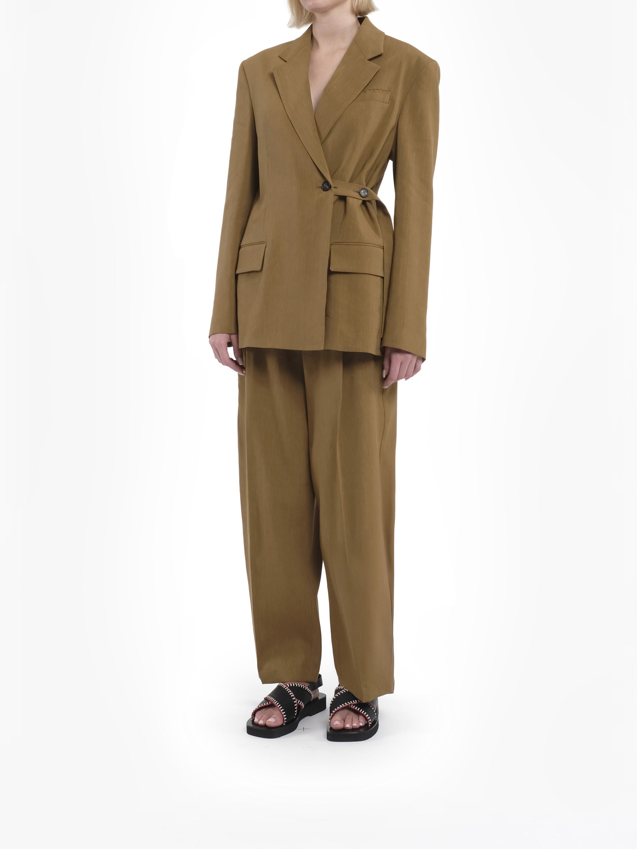 Brown Omega Tailored Structured Blazer