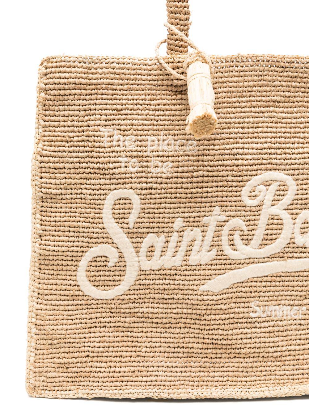 Rectangular Woven Tote Bag with Cursive Logo