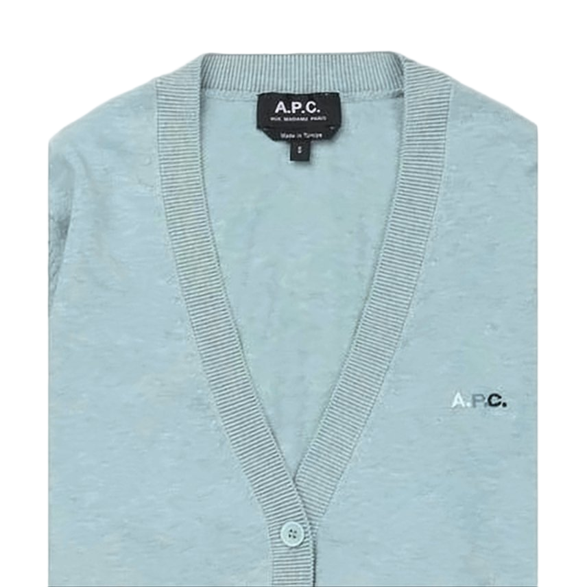 Light Blue Knit Cardigan with V-Neckline