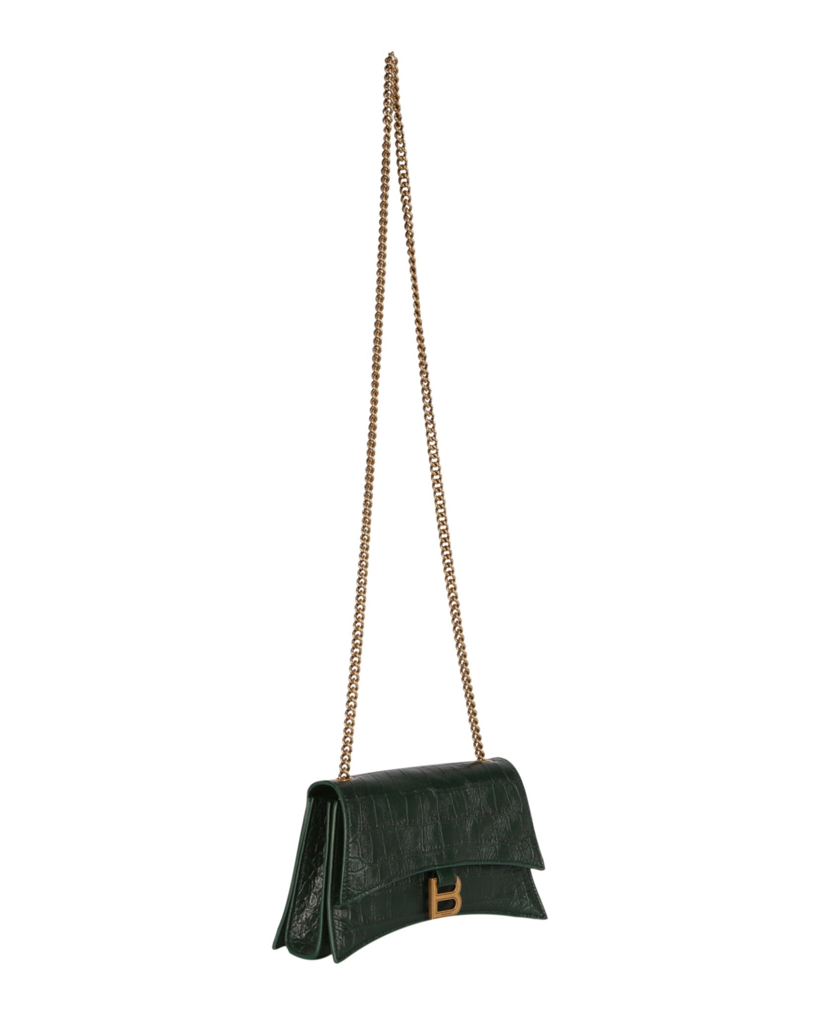 Xs Crocodile Embossed Crush Chain Shoulder Bag
