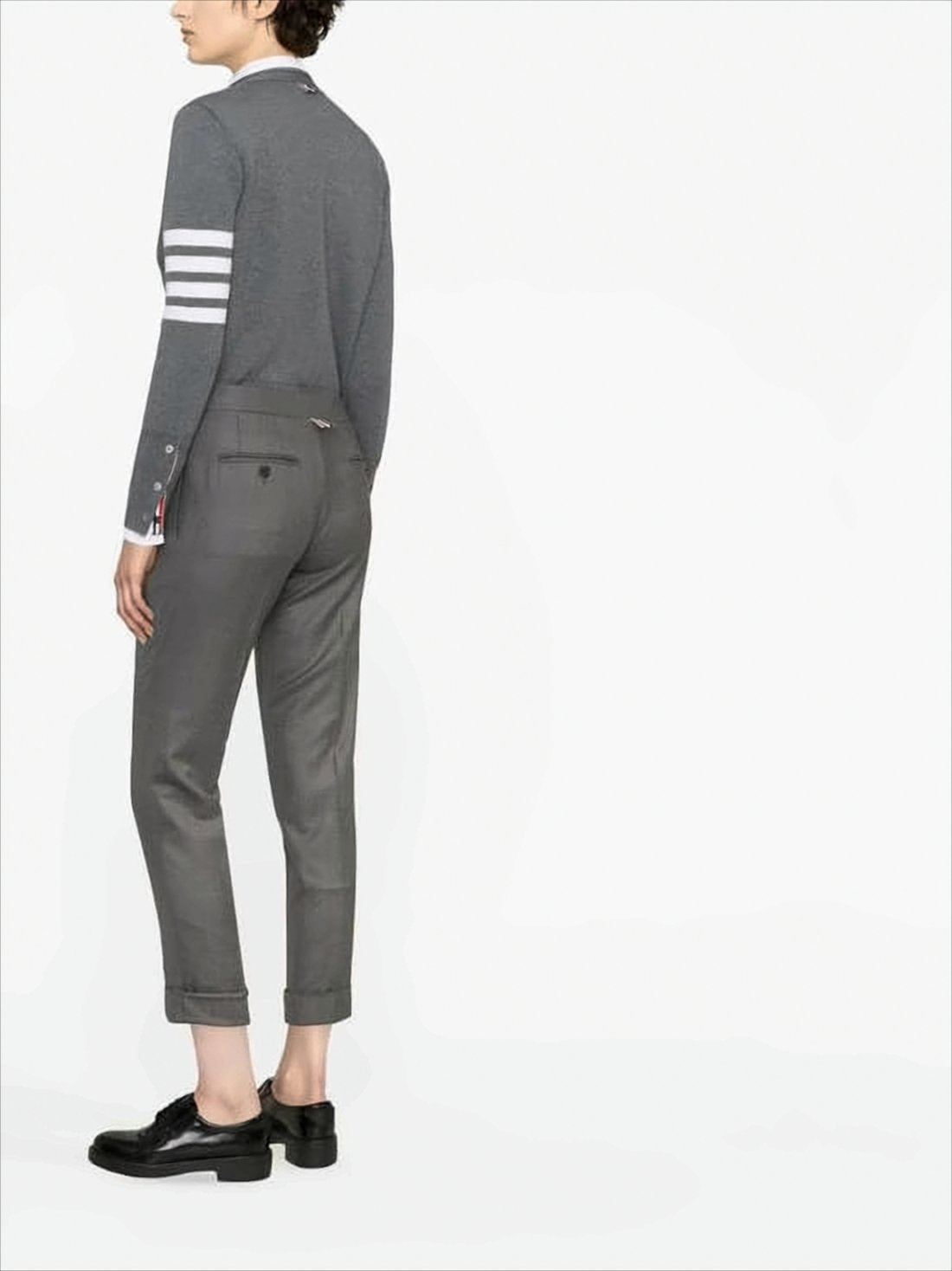 Tailored Grey Straight Pants with Rolled Cuffs