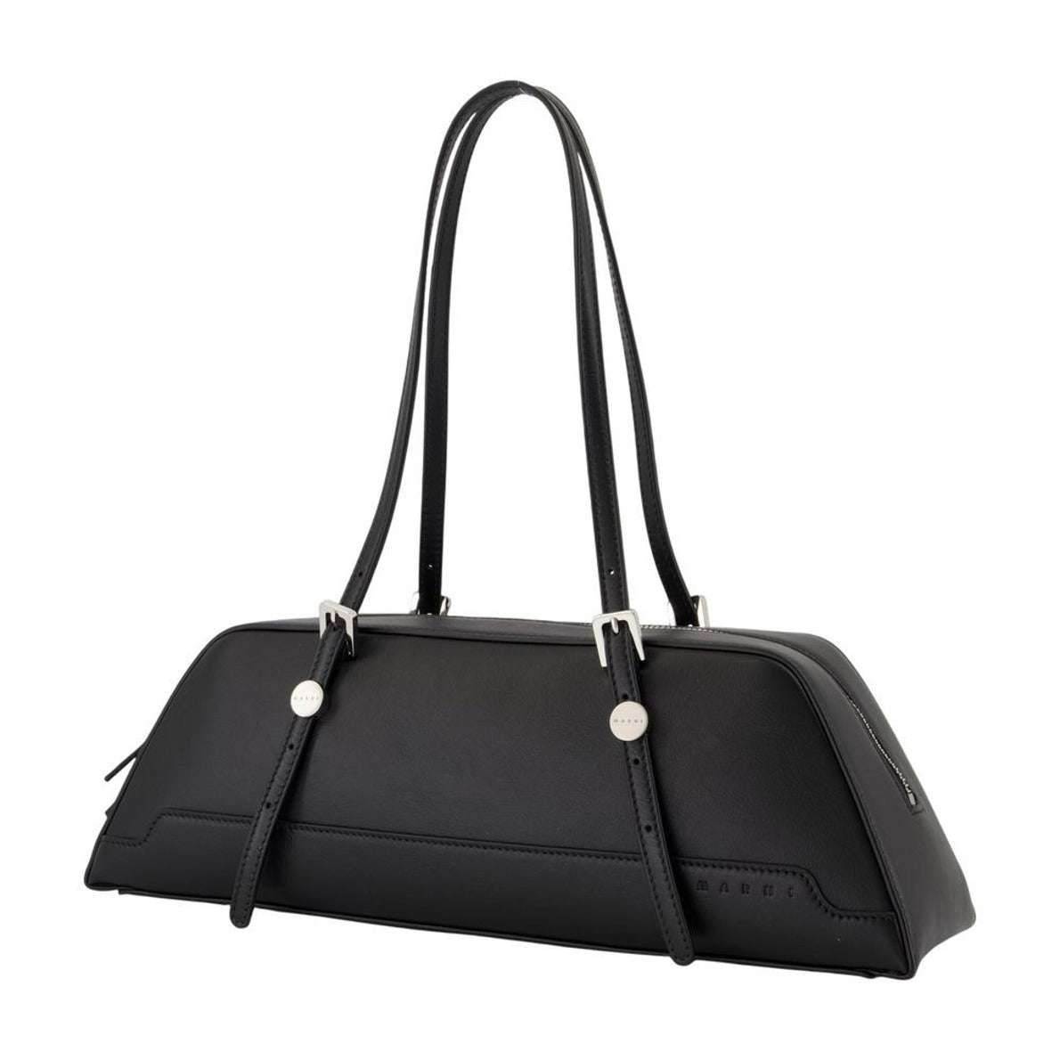 Duffle Shoulder Bag - Leather - Black
