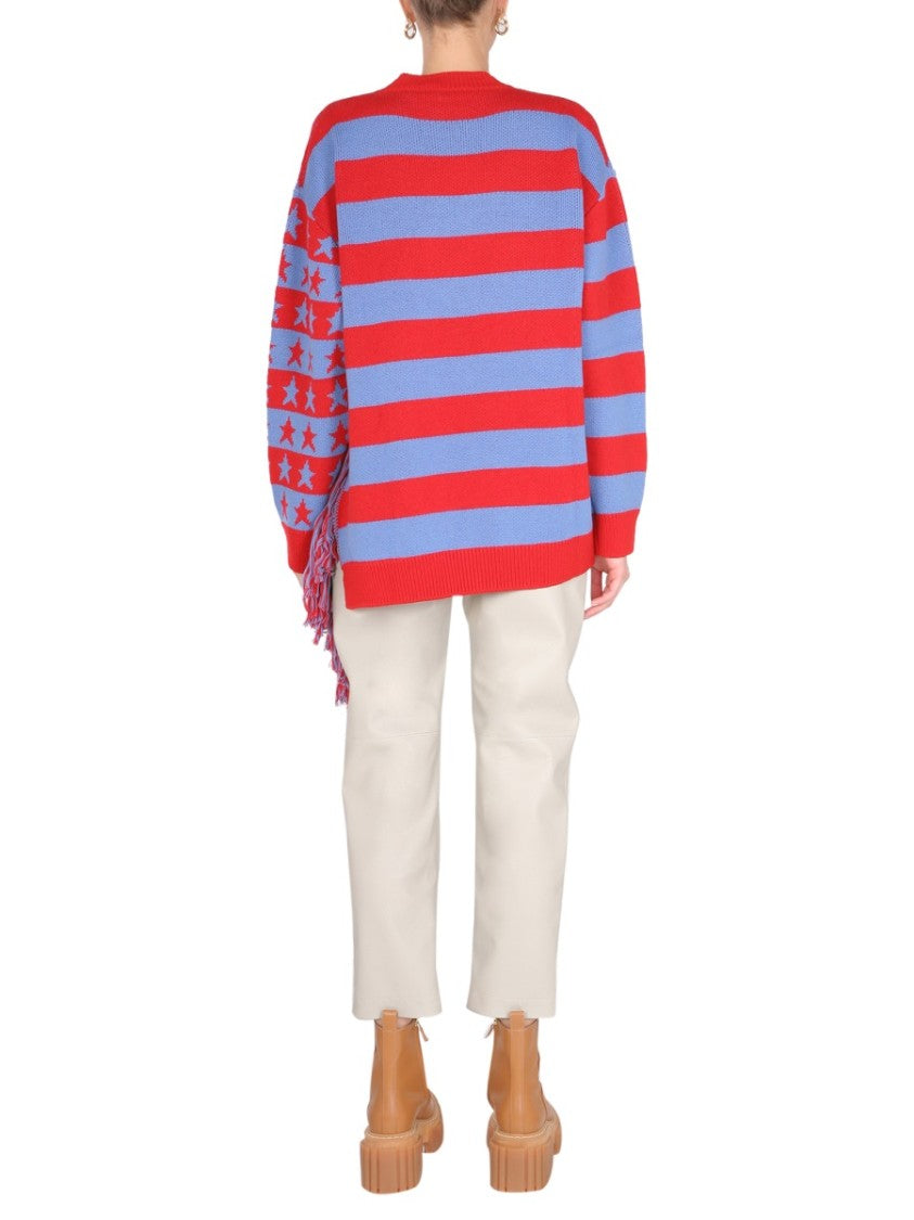 Fringed Oversized Crew Neck Sweater