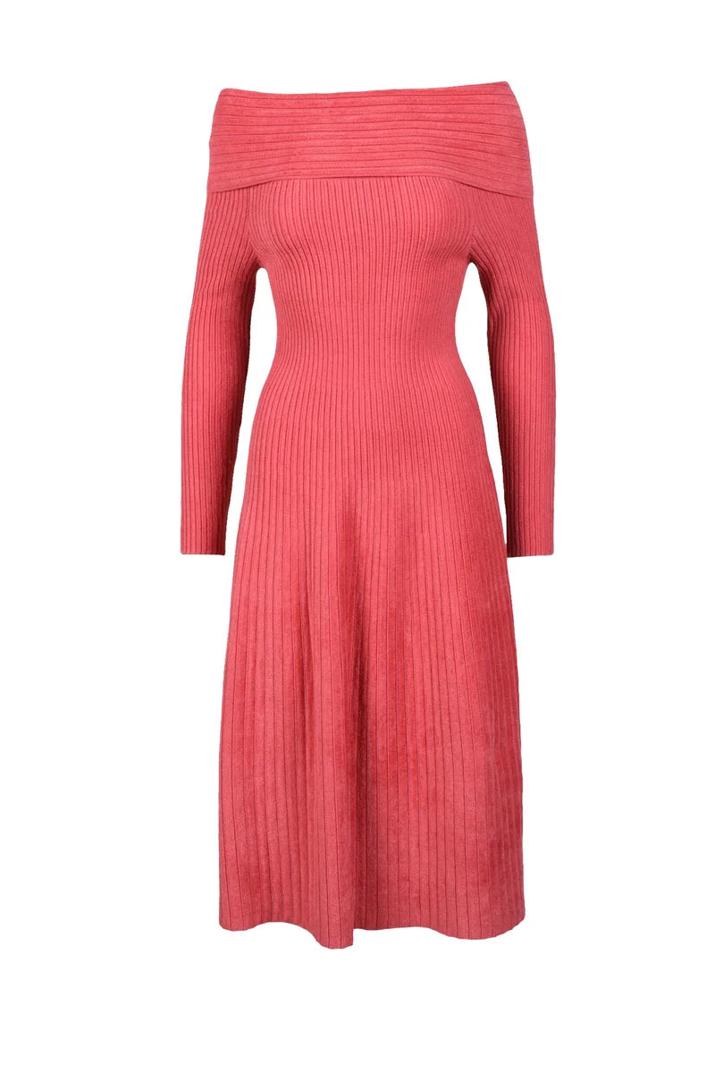 Long Chenille Dress - Red