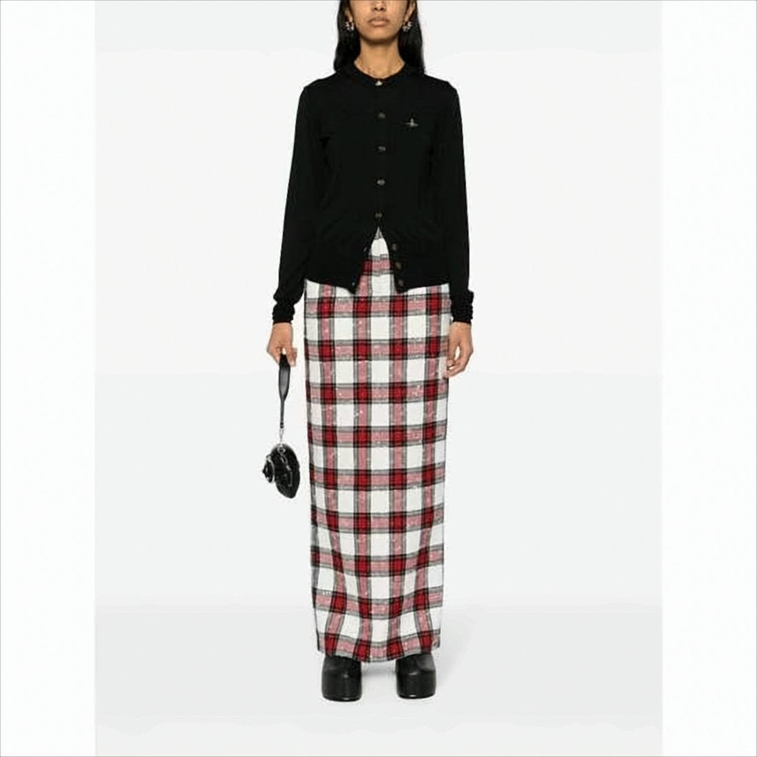 Fitted Black Cardigan with Silk-Wool Blend