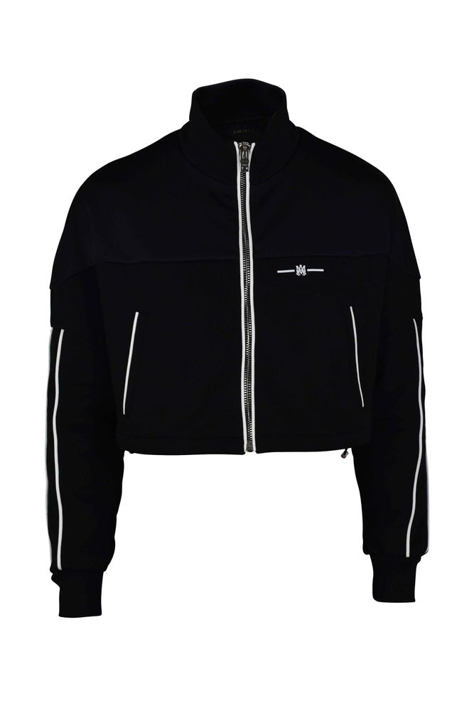 Cropped Black Jacket With Distinctive Logo