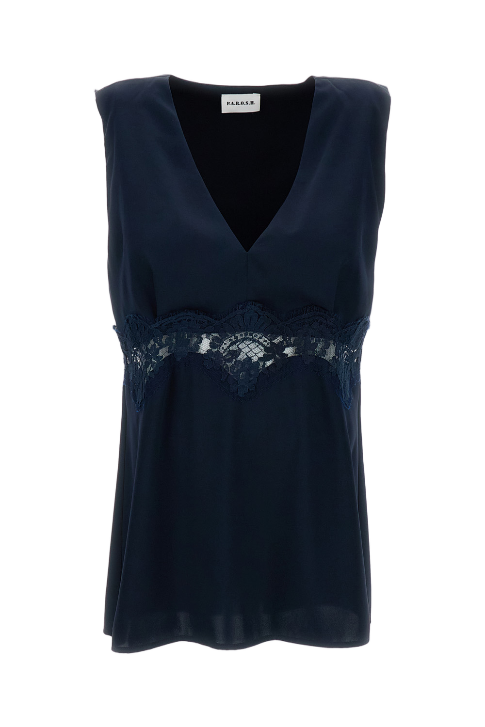 V-neck Sleeveless Top with Lace Insert