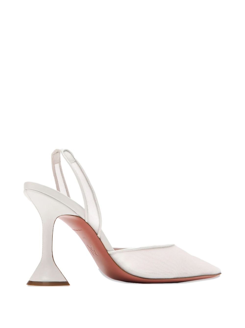 Beige Mesh Hourglass Heel Pumps
