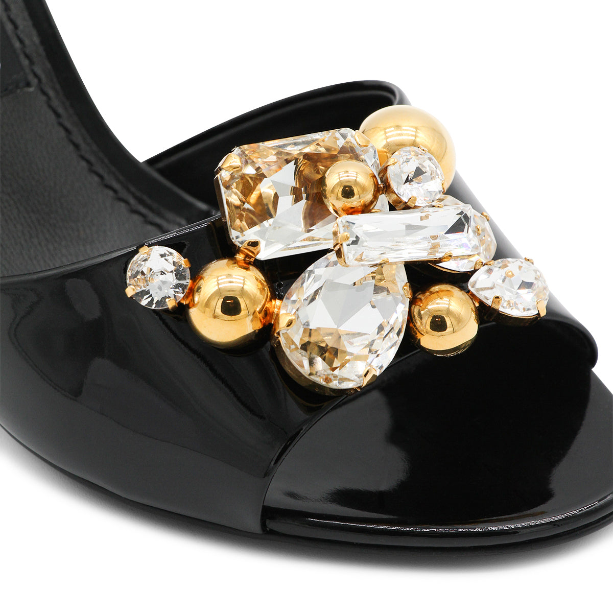Black Crystal-Detail Sandals