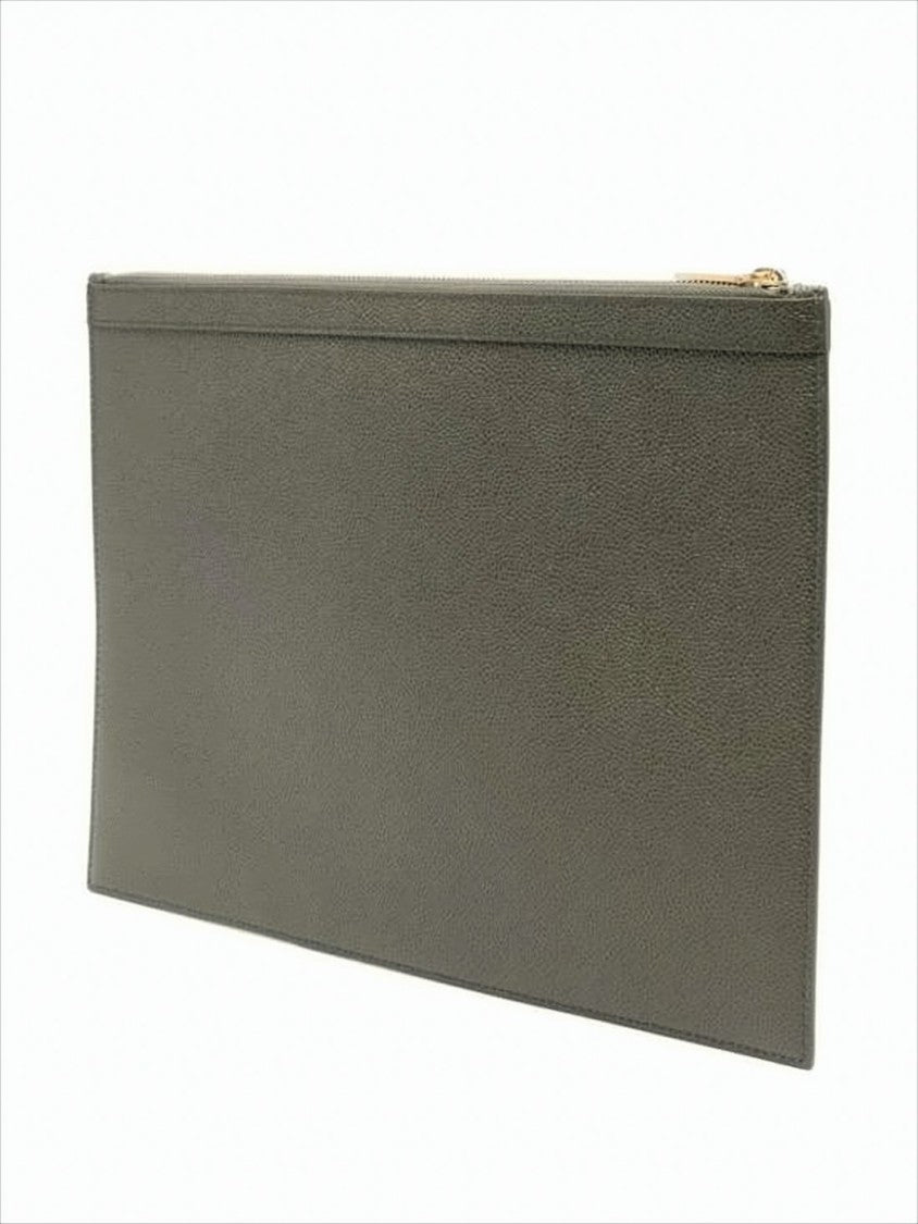Textured Cow Leather Clutch with Gold-tone Hardware
