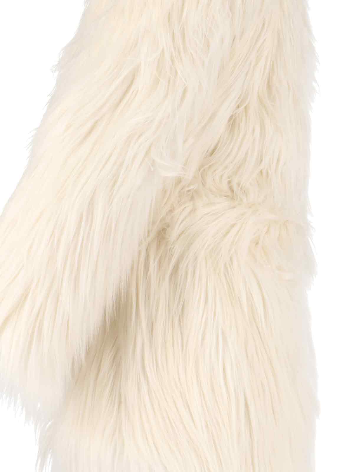 Faux Fur Cream Coat with Adjustable Belt