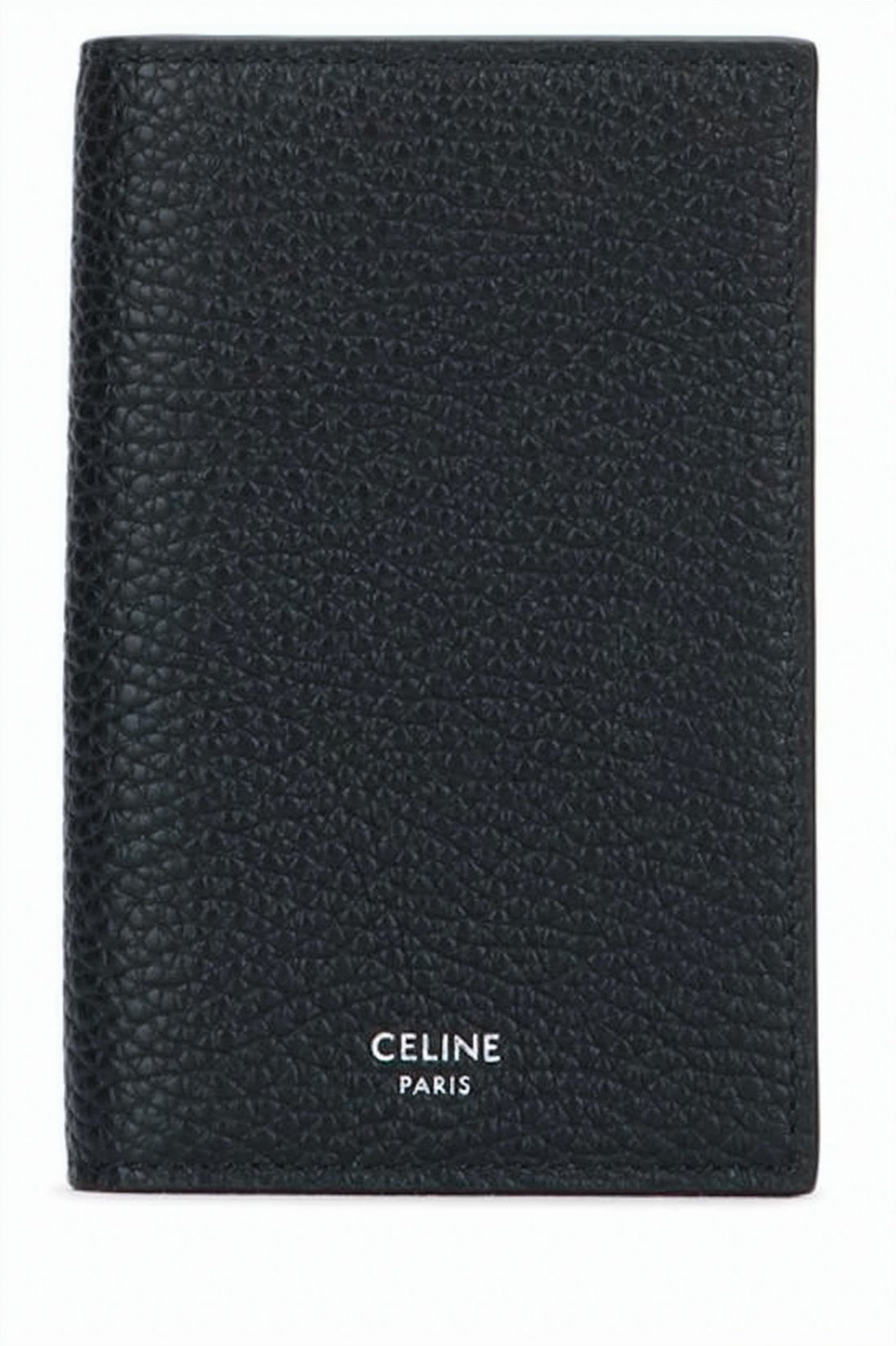 Black Textured Calf Leather Pebbled Wallet