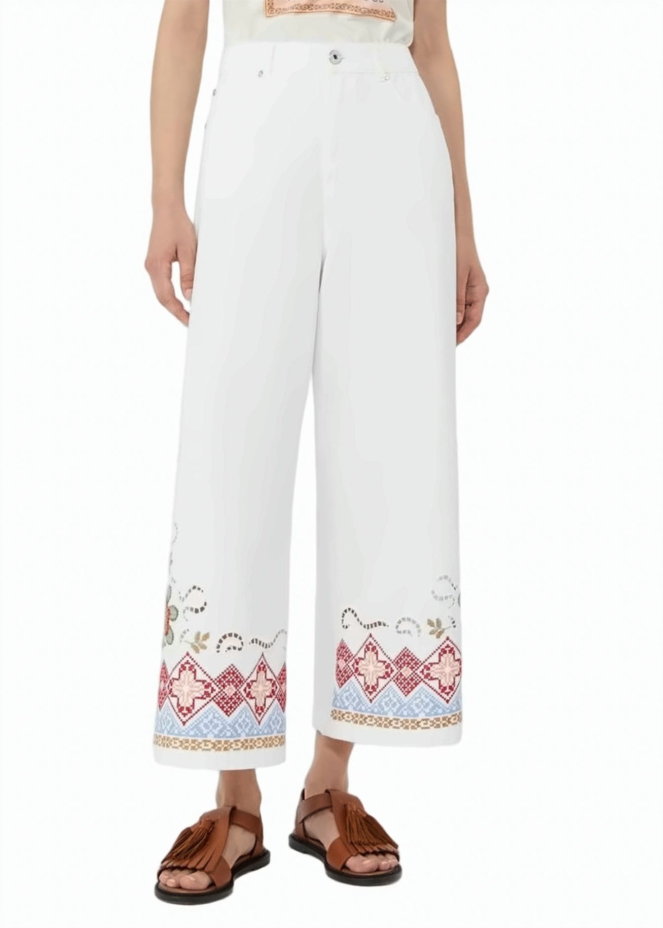 Pure Cotton Bull Wide Leg Trousers