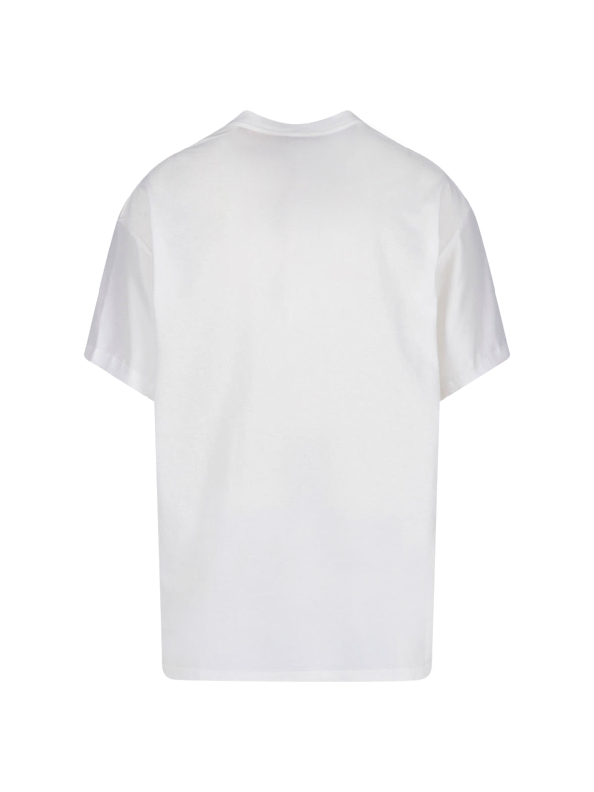 White Floral Neckline Accent Cotton T-Shirt