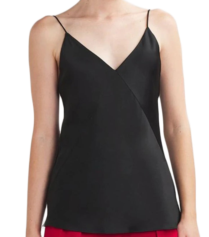 Silk V-Neck Top with Spaghetti Straps