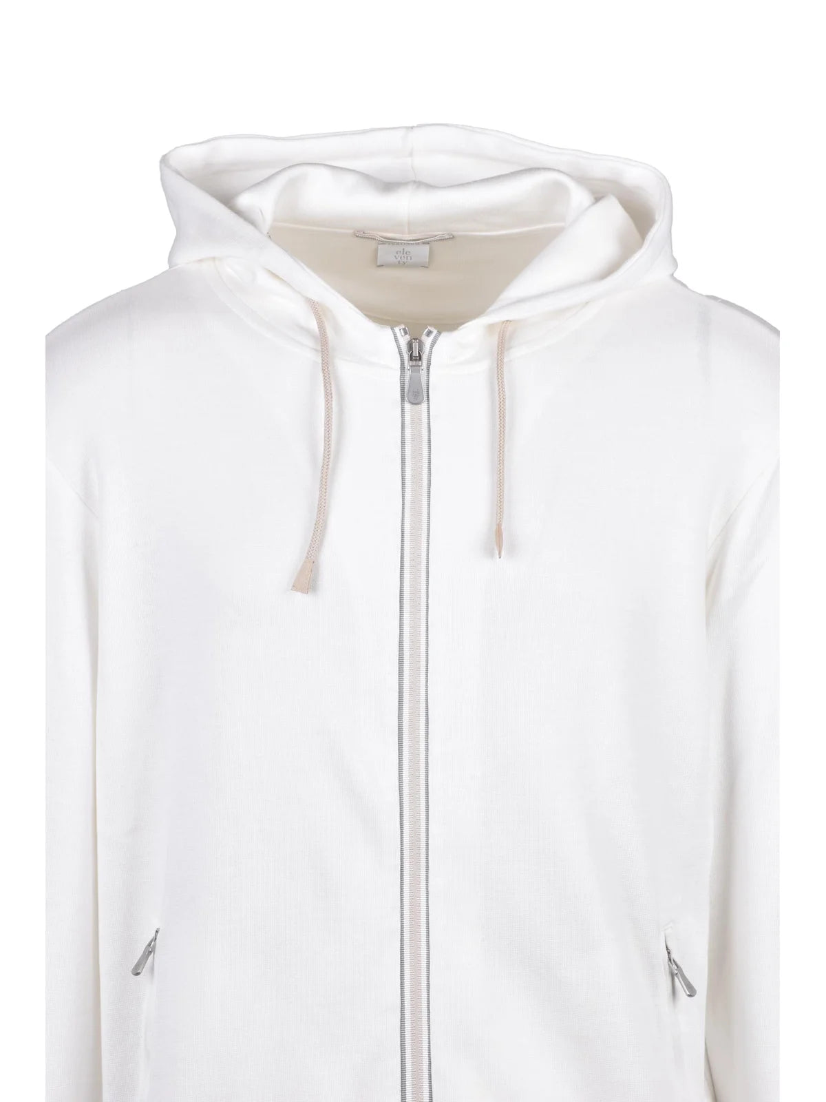 White Cotton Polyamide Zip Hoodie