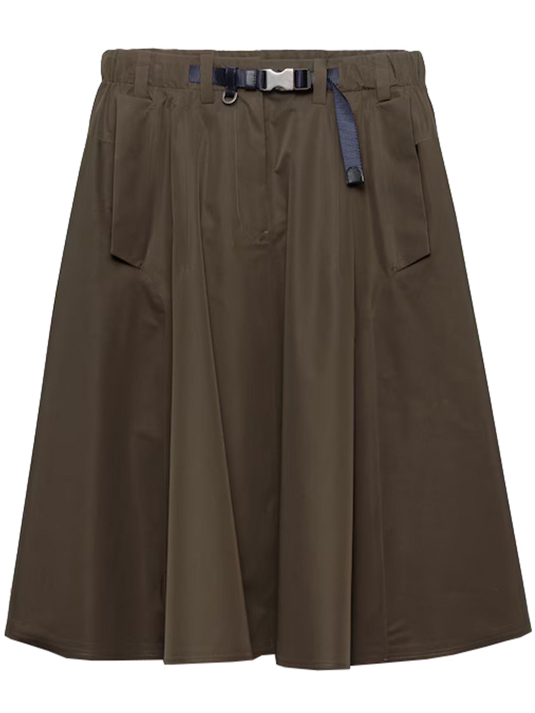 Muted Olive Flared Midi Skirt