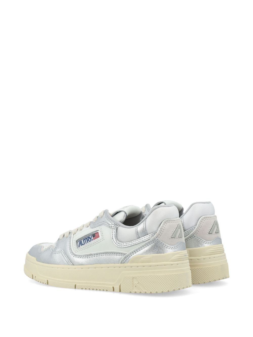 Silver-Tone Panelled Low-Top Sneakers