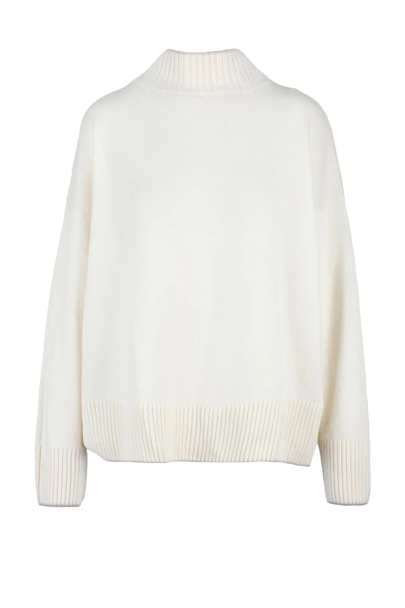 Women's Cashmere Mock Neck Pullover - White