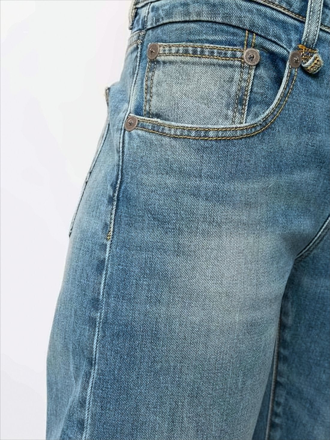 Cropped Relaxed Fit Denim Pants With Flared Legs And Raw Hems
