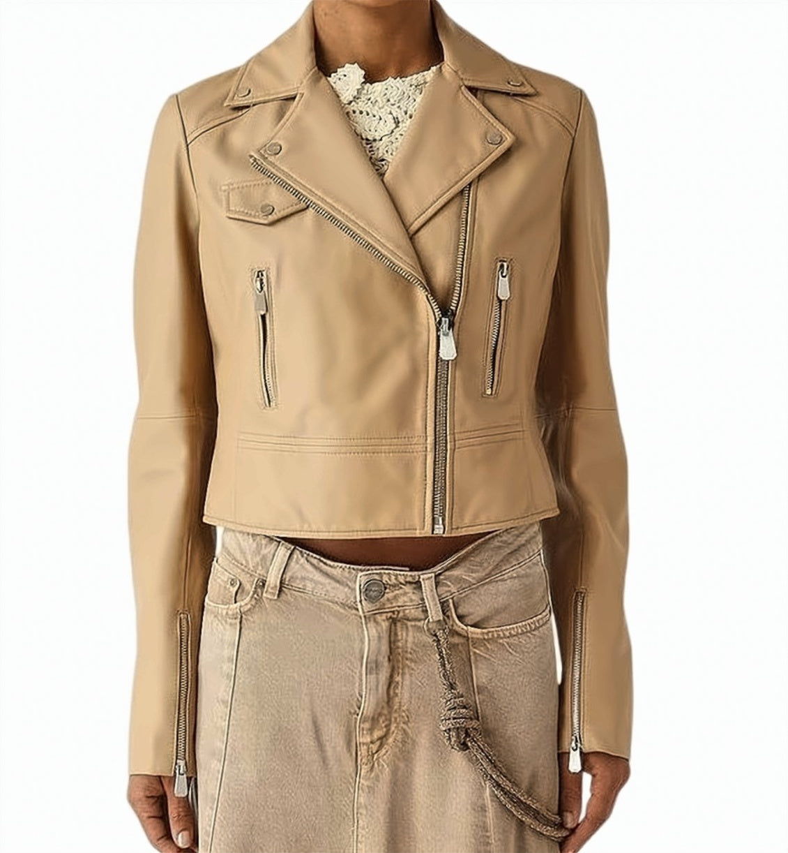 New Sensibile Cropped Leather Jacket