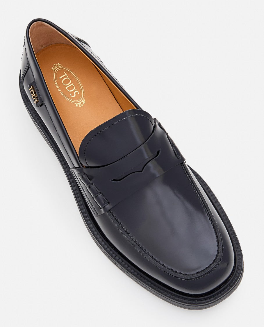 Polished Leather Loafers With Rounded Toe