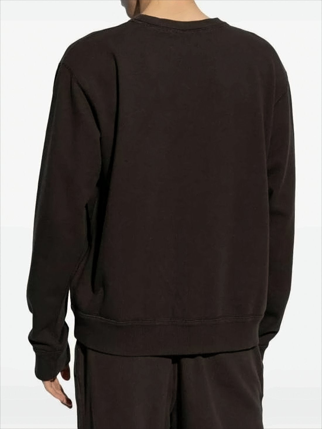 Relaxed Fit Black Long-Sleeve Sweatshirt with Textured Logo
