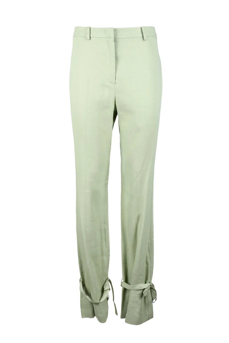 Viscose Linen Stretch Trousers - Green