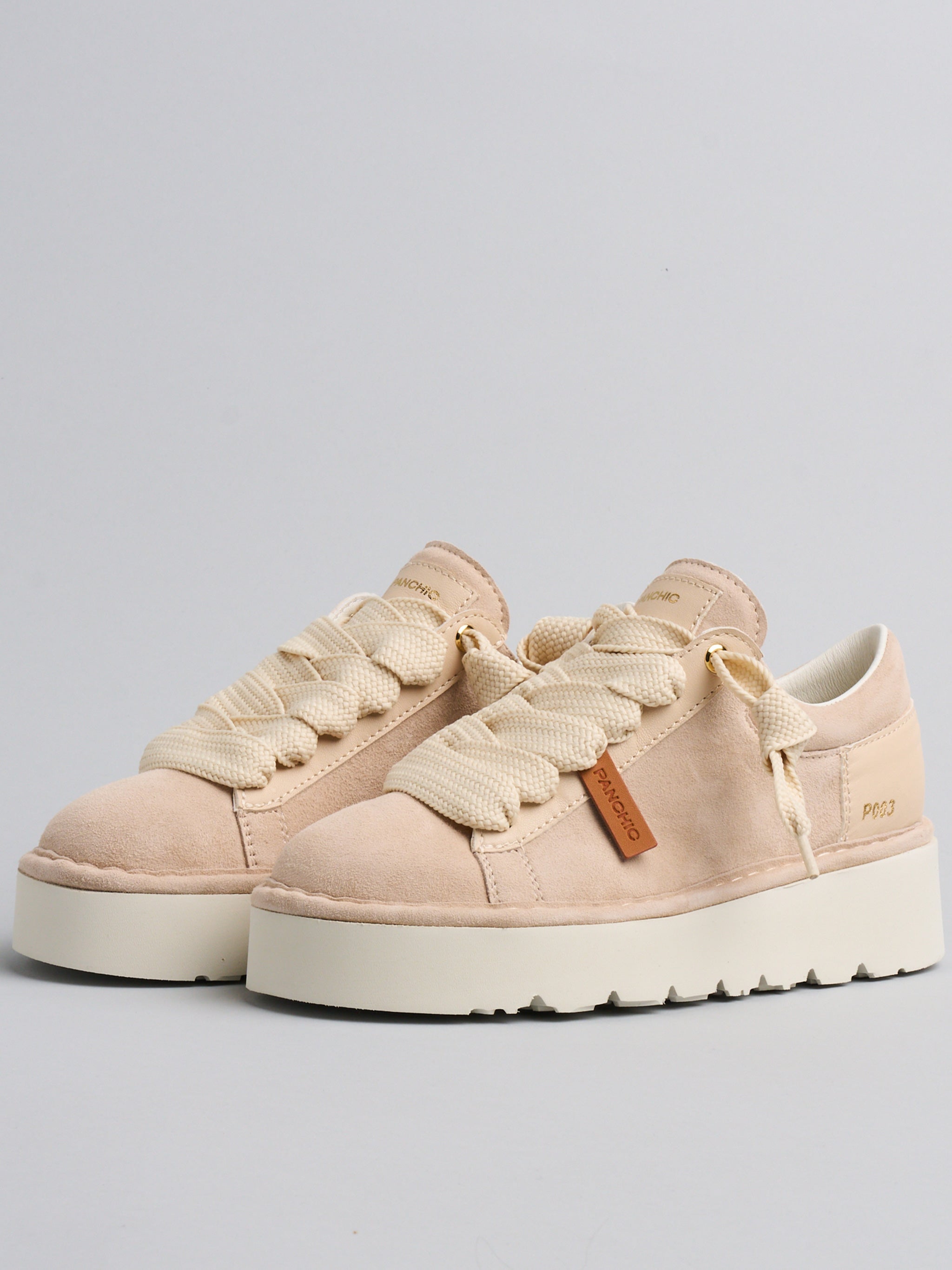 Light Beige Lace Up Suede Sneakers
