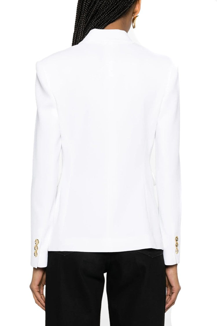 Double-Breasted Blazer With Gold Button Accents And Tailored Fit