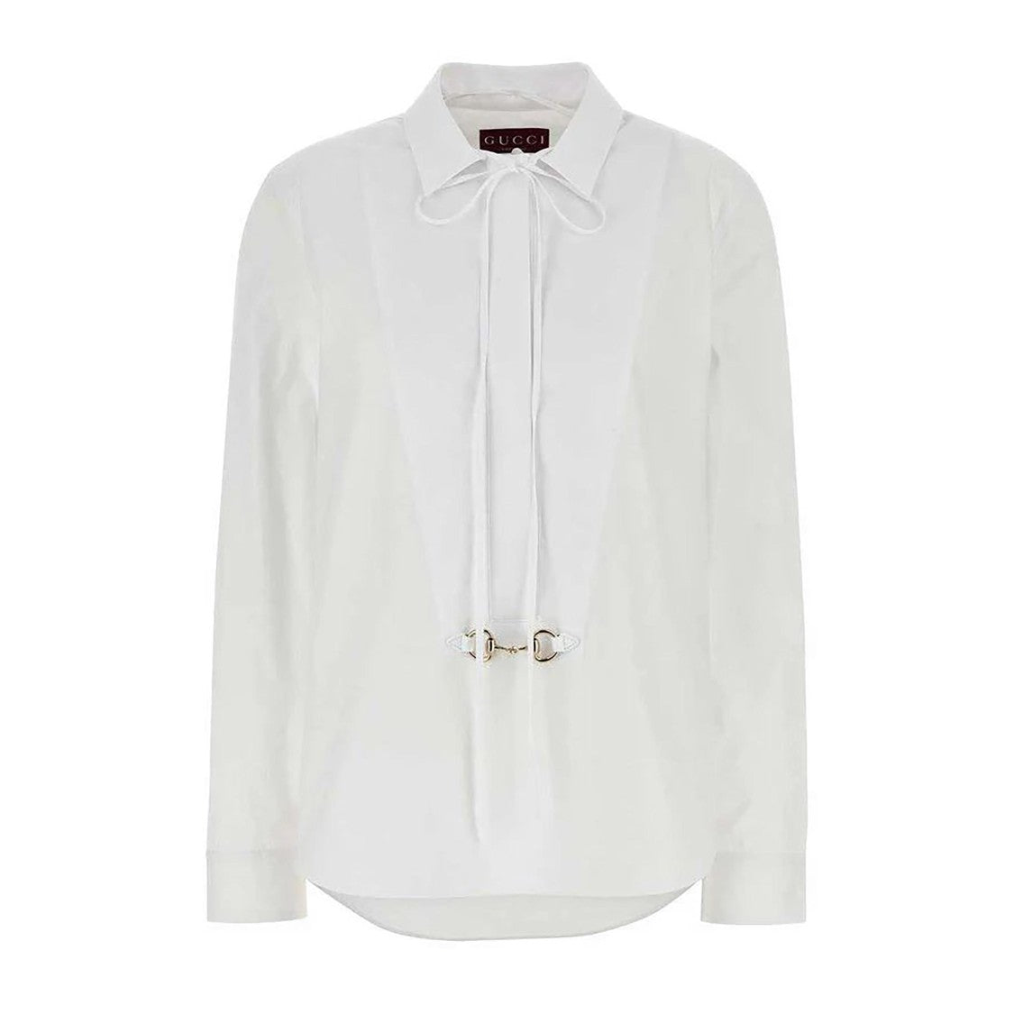 Horsebit Detail Long-Sleeved Cotton Shirt