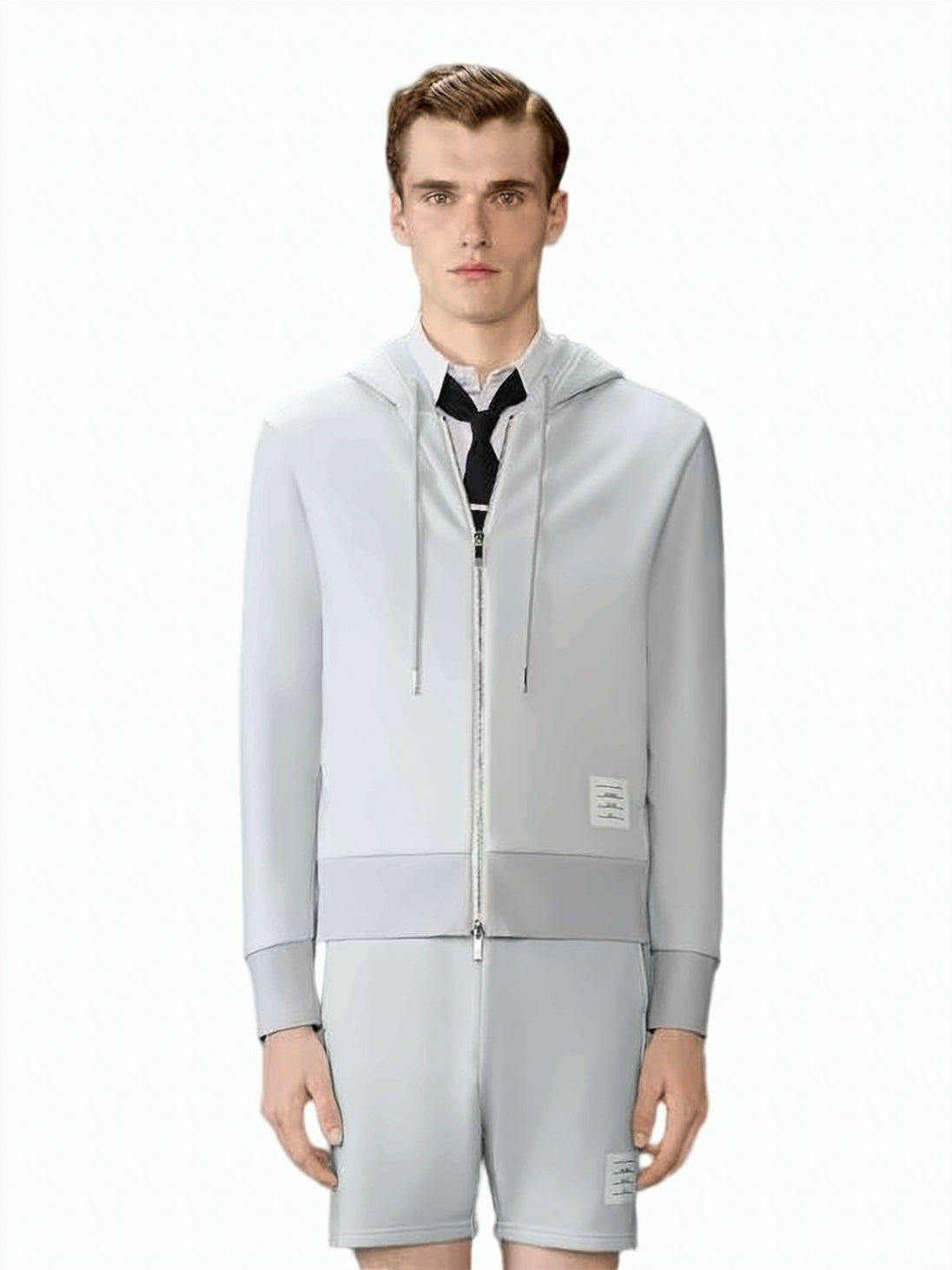 Zip-Up Hoodie With Drawstring And Ribbed Finish