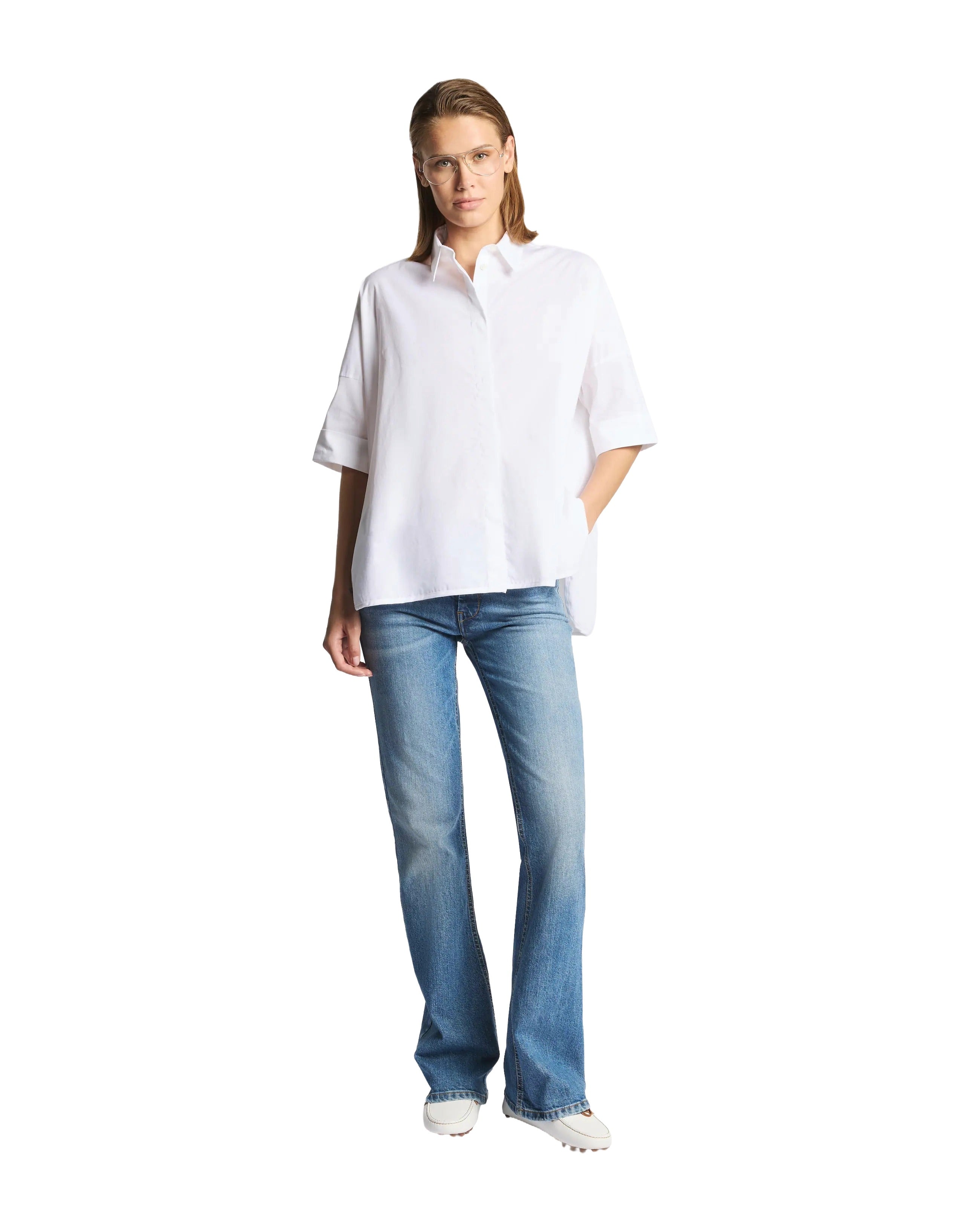 3/4 Sleeve Classic White Shirt