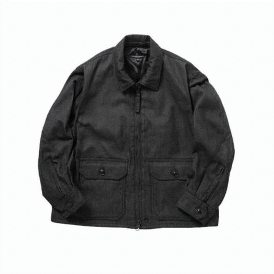 Structured Black Casual Jacket with Front Zipper